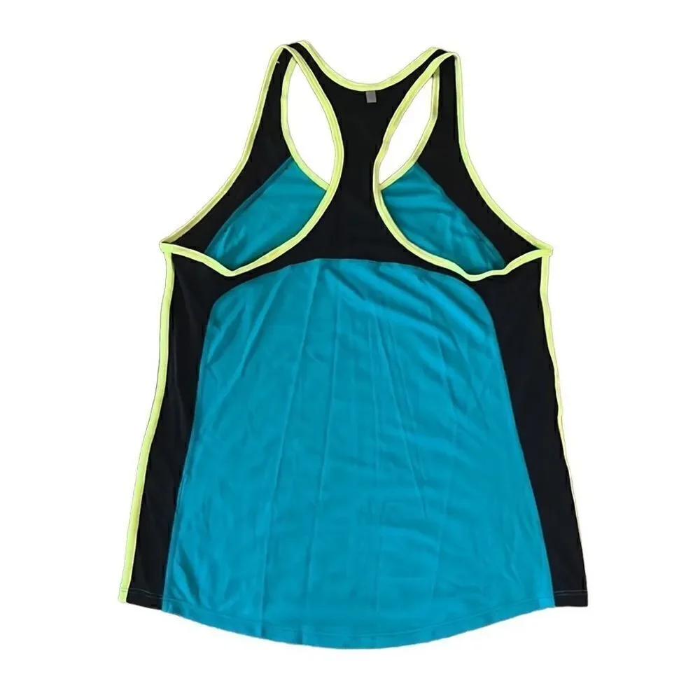 Nike Women’s Medium Turquoise Black Yellow Running Yoga Dri Fit Summer Tank Top